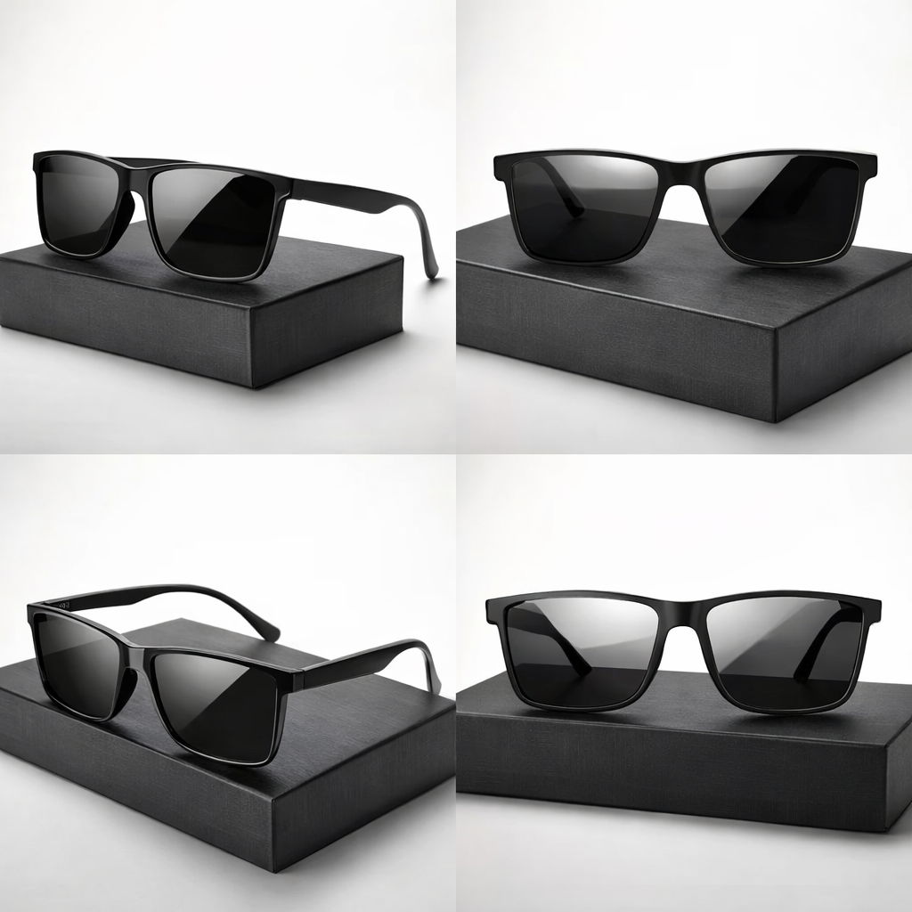 Men’s Minimalist Black Square Sunglasses – Premium Matte Frame with Dark Lenses