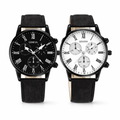 Couple’s Leather Quartz Watch Set – Classic Casual Wristwatches (2-Piece Set)