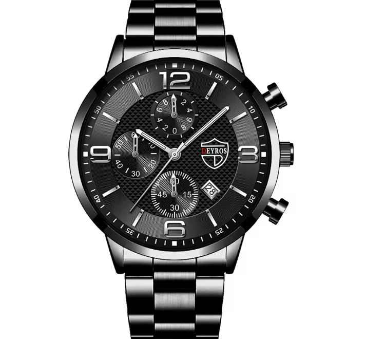 Luxury Men’s Quartz Watch – Stainless Steel Business Wristwatch with Calendar & Luminous Dial