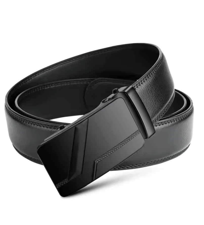 Men’s Luxury Automatic Buckle Belt – Premium Black Leather Jeans & Suit Belt (110–130cm)