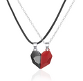 Couple Pendant Necklace – Electrocardiogram & Magnetic Heart Design, Romantic Valentine’s Gift
