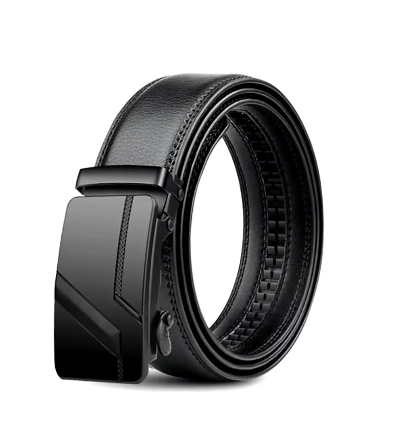 Men’s Luxury Automatic Buckle Belt – Premium Black Leather Jeans & Suit Belt (110–130cm)