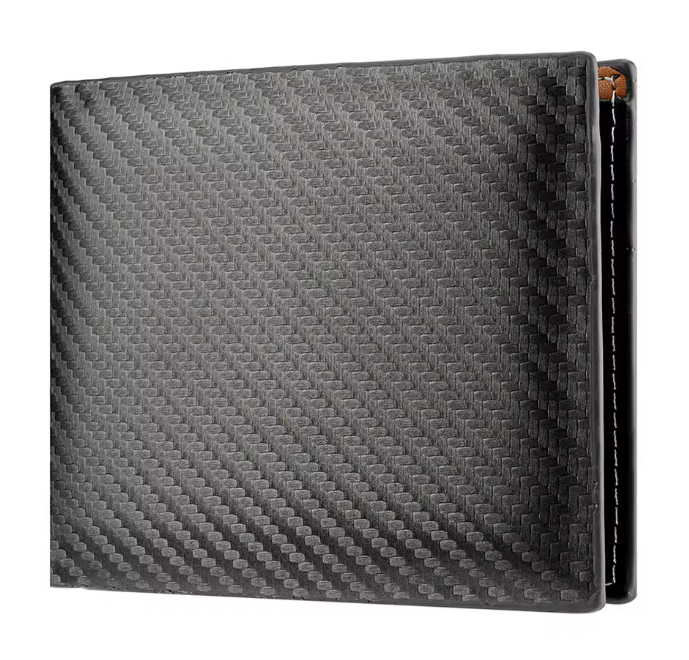 Men’s Carbon Fiber Short Wallet – Zippered Card & Cash Holder, Compact Change Bag